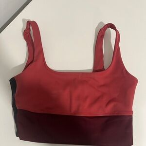 Vibrant Red and Burgundy Sports Bra